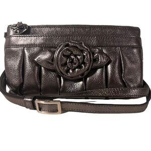 Brighton Silver Leather Rosie/Heart  hardware Mini Crossbody/ Bag